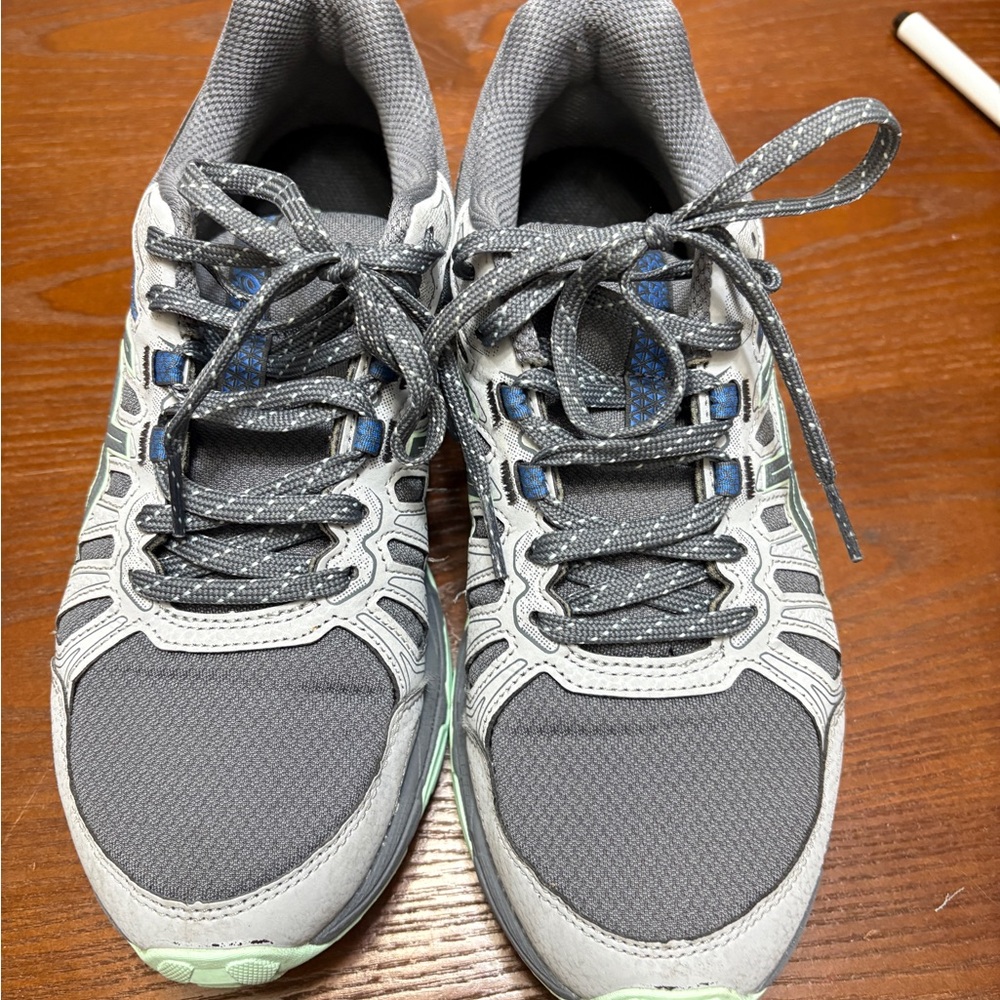 Asics Gray and Blue Running Shoes